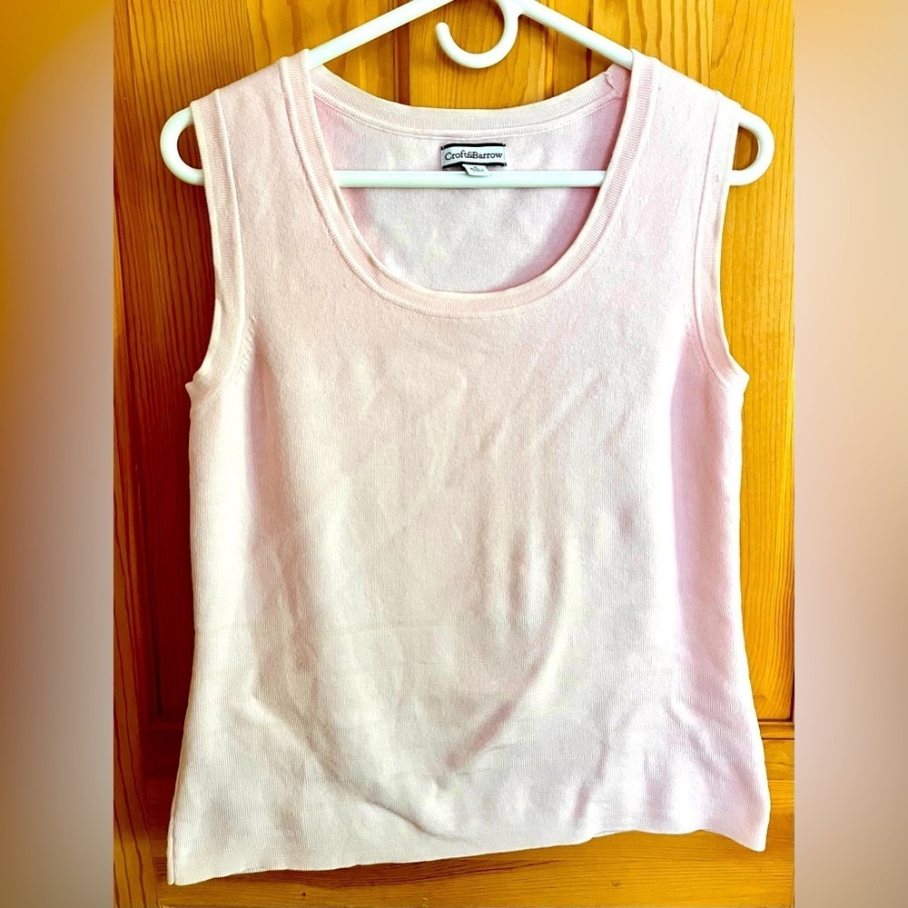 Croft & Barrow Size M Pink Sleeveless Cotton Blend Tank Top Clean Girl Pastel